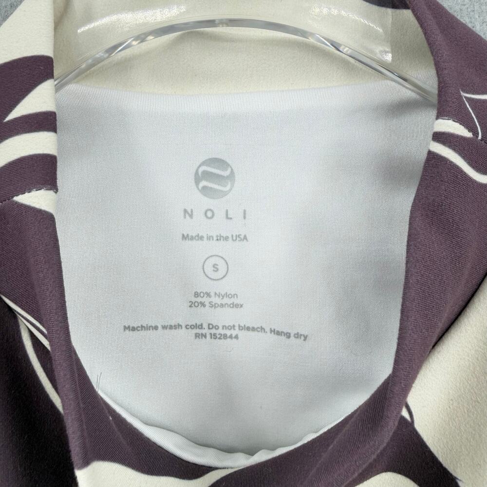 Noli Sz S Wine Cream Abstract Print Mock Neck Crop Top Yoga Barre Legging Set - Picture 10 of 11